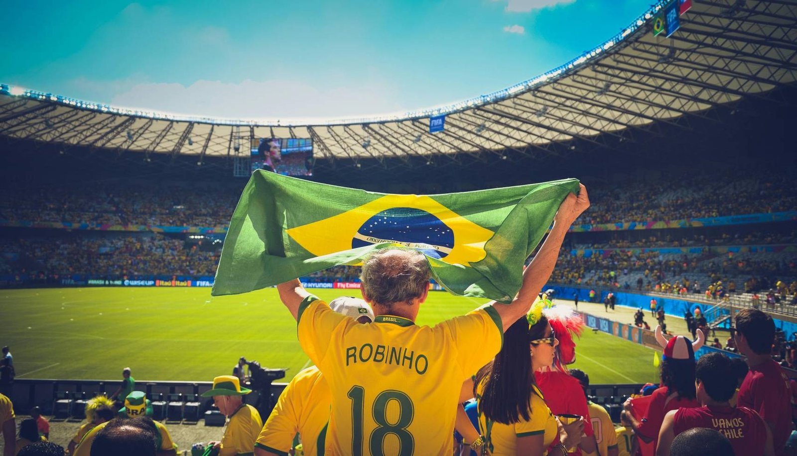 Full stadium football match with fans